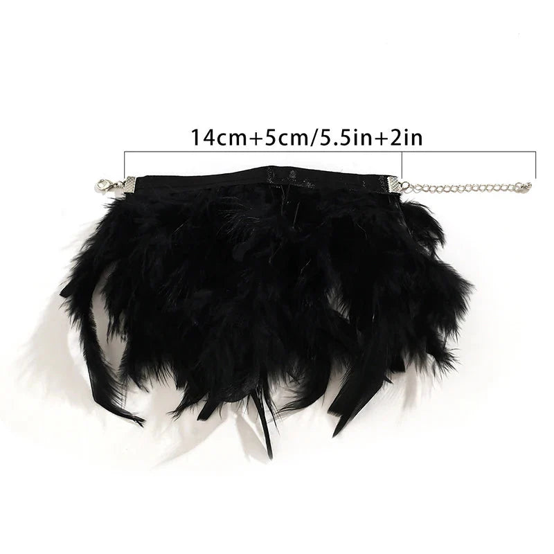 Black airy pink feather bracelet