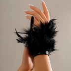 Black airy pink feather bracelet