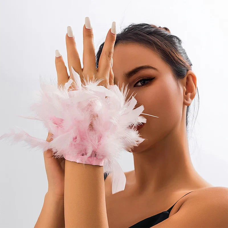 Pink airy pink feather bracelet