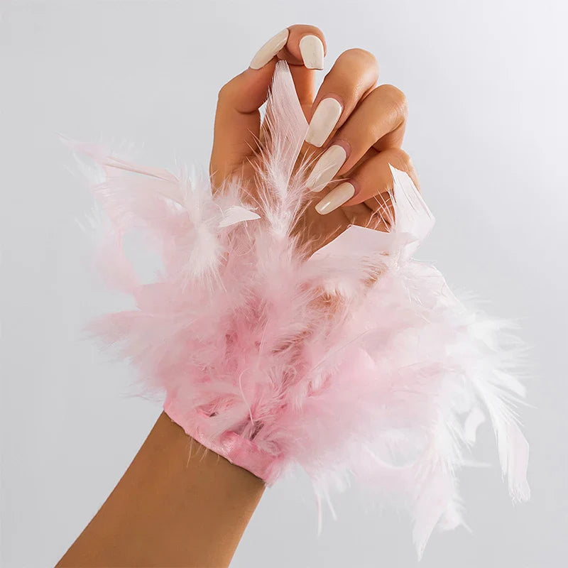 Pink airy pink feather bracelet