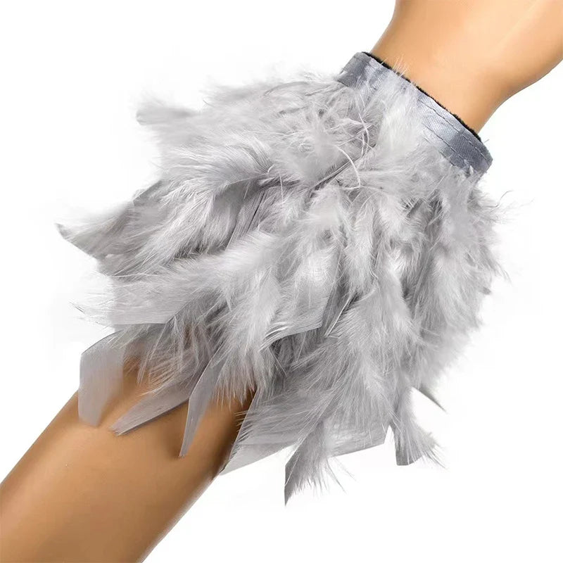 Gray airy pink feather bracelet