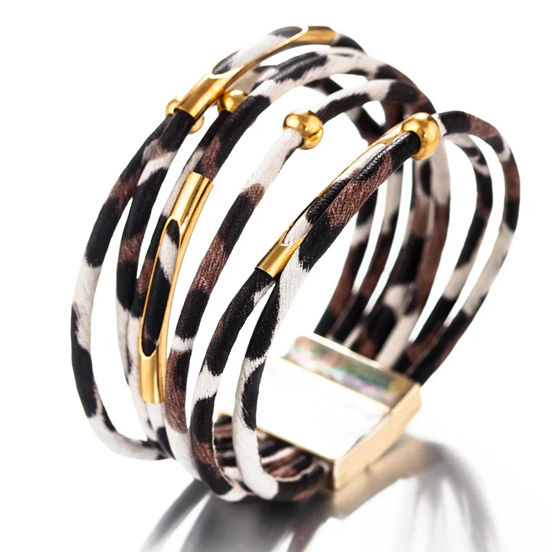 Ethnic Multi-Strand Leopard Bracelet 1