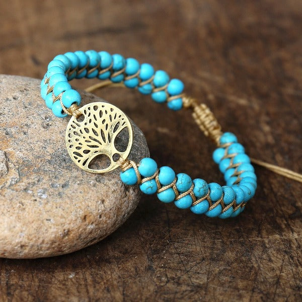 Women's Bracelet Natural Purple Stone Tree of Life