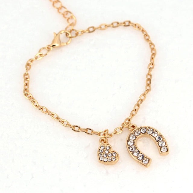 Horseshoe Chain Bracelet Lucky Charm Horseshoe Gold