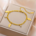 Palm Leaf and Zircon Bracelet in Gold