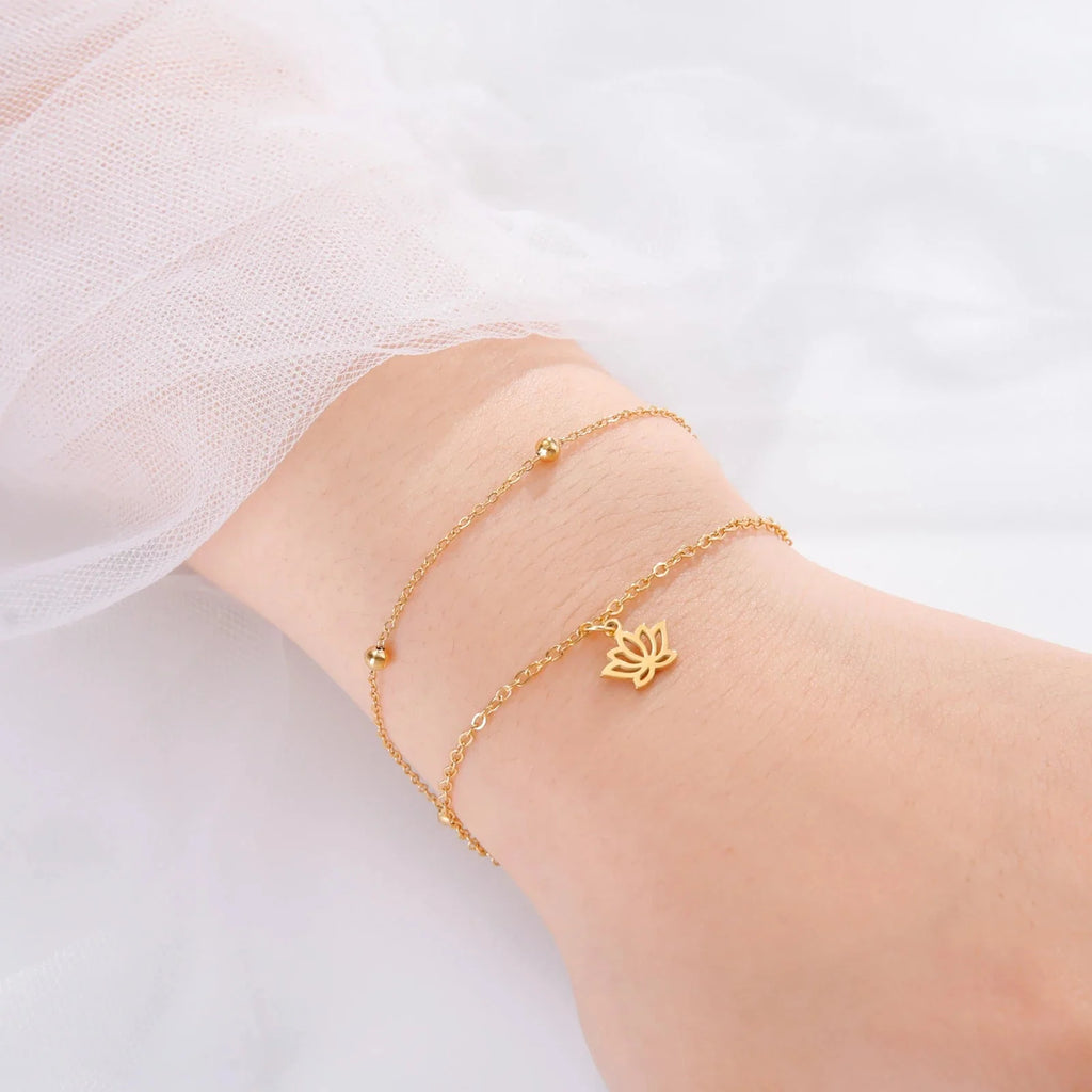 Lotus Flower Women's Bracelet Gold Chain Bracelet
