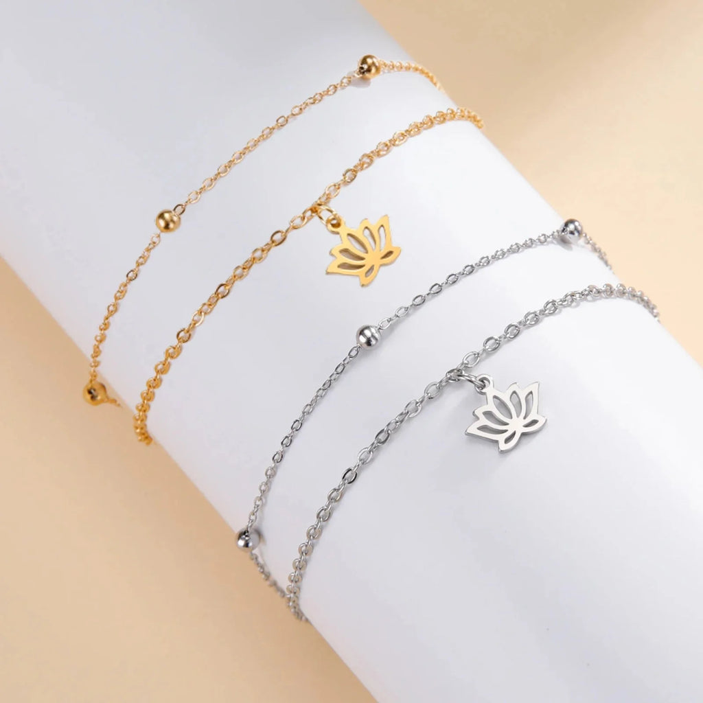 Lotus Flower Women's Bracelet Gold Chain Bracelet