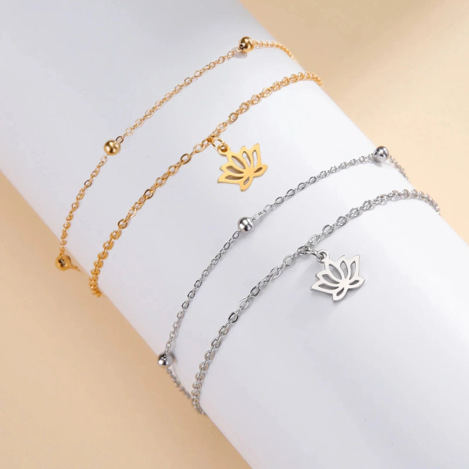Lotus Flower Women's Bracelet Gold Chain Bracelet