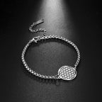Dawapara Flower of Life Mandala Curb Bracelet silver