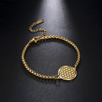 Dawapara Flower of Life Mandala Curb Bracelet gold