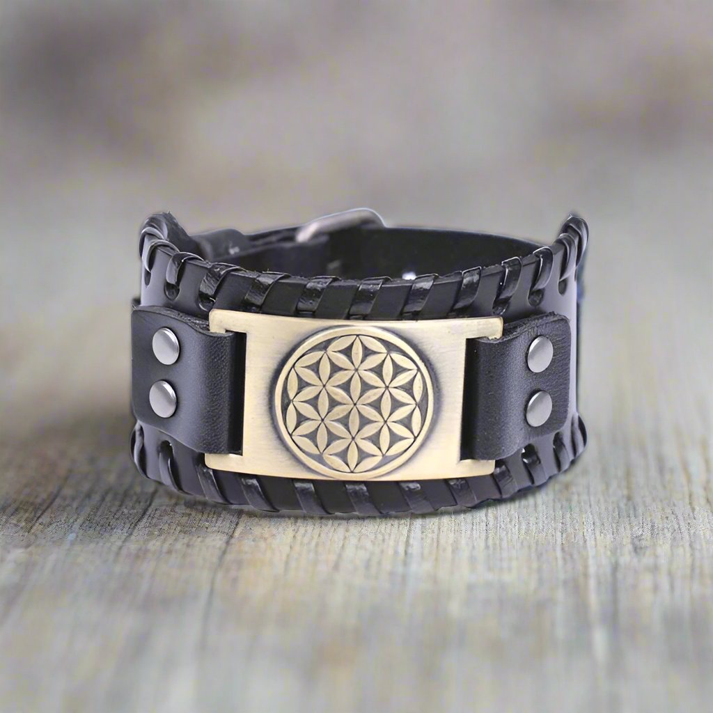 Men's bronze black Mandala bracelet for men and women