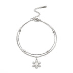 Snowflake Curb Chain Bracelet Winter Silver