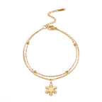 Snowflake Curb Chain Bracelet Winter Gold