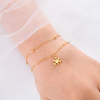 Snowflake Curb Chain Bracelet Winter Gold