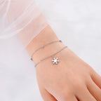 Snowflake Curb Chain Bracelet Winter Silver
