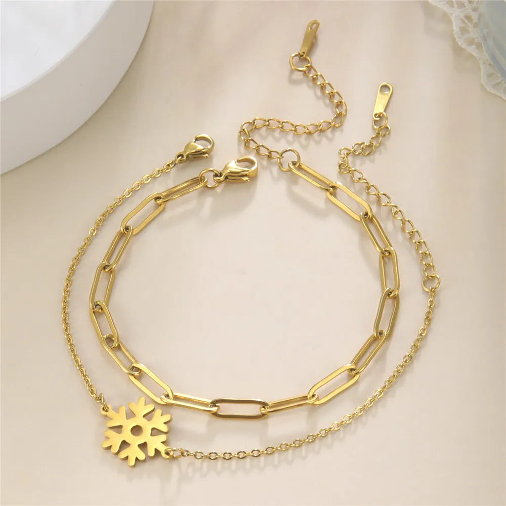 Double Gold Winter Snowflake Bracelet