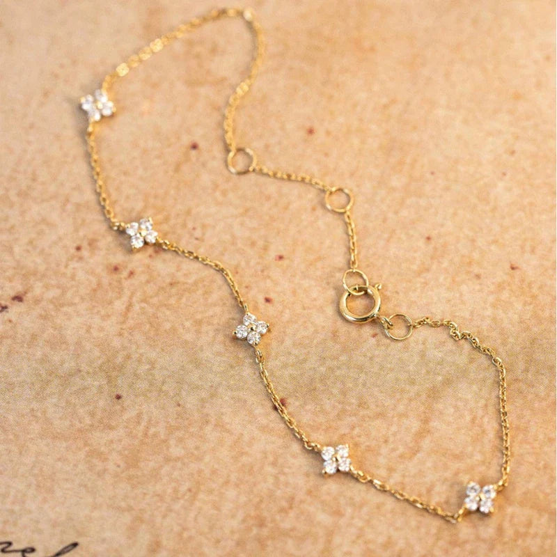 Fine Flower Zircon ID Bracelet in gold