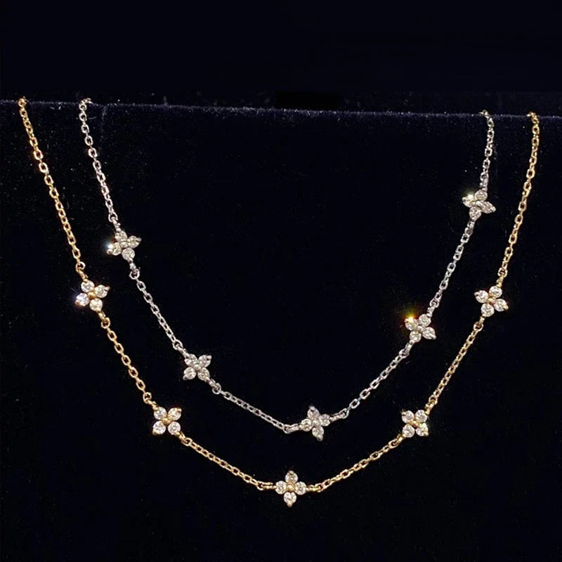 Fine Flower Zircon ID Bracelet in gold