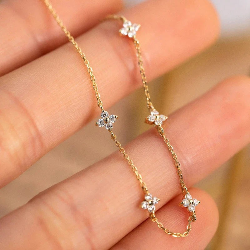 Fine Flower Zircon ID Bracelet in gold