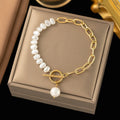 Baroque-Style Curb Bracelet with Pearls