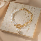 Baroque-Style Curb Bracelet with Pearls
