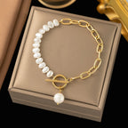 Baroque-Style Curb Bracelet with Pearls