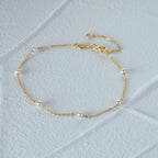 Fine Chain Bracelet with White Beads