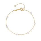Fine Chain Bracelet with White Beads