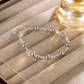 Gourmette Bracelet with Gray Beads