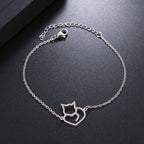 Silver Cat Heart ID Bracelet