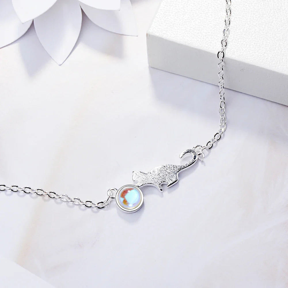 Playful Cat Curb Bracelet in Silver