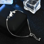 Silver Zircon Cat Gourmette Bracelet