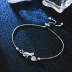 Silver Zircon Cat Gourmette Bracelet