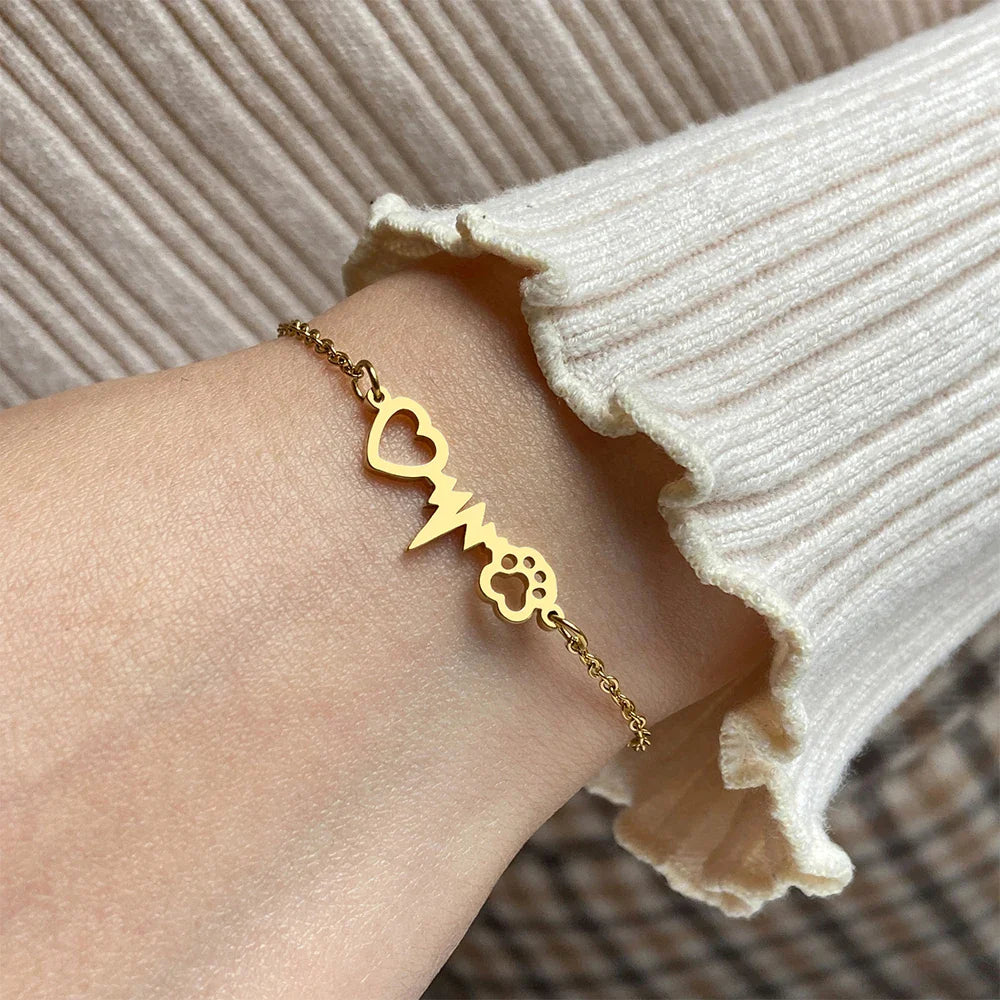 Heart Paw ID Bracelet gold
