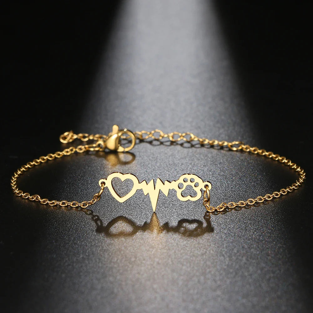Heart Paw ID Bracelet gold