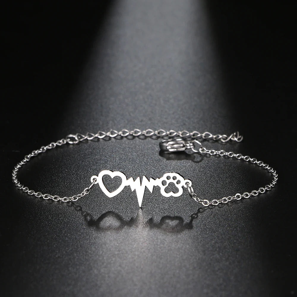 Heart Paw ID Bracelet silver