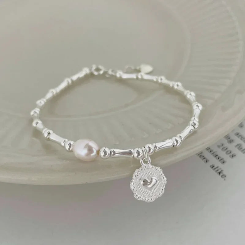 Retro-Style Curb Bracelet with Pearl