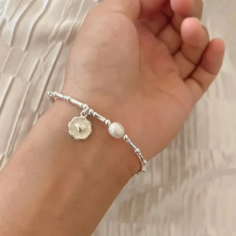 Retro-Style Curb Bracelet with Pearl