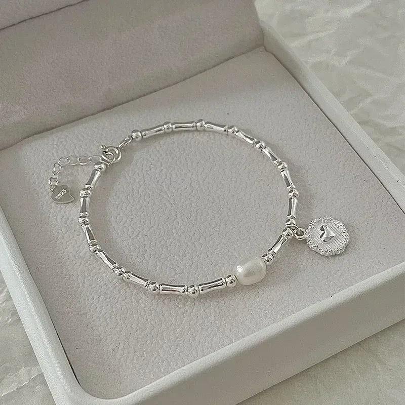 Retro-Style Curb Bracelet with Pearl