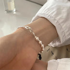 Gourmette Bracelet with Beautiful White Pearls