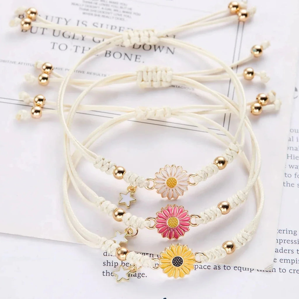 Yellow Daisy Flower Curb Bracelet