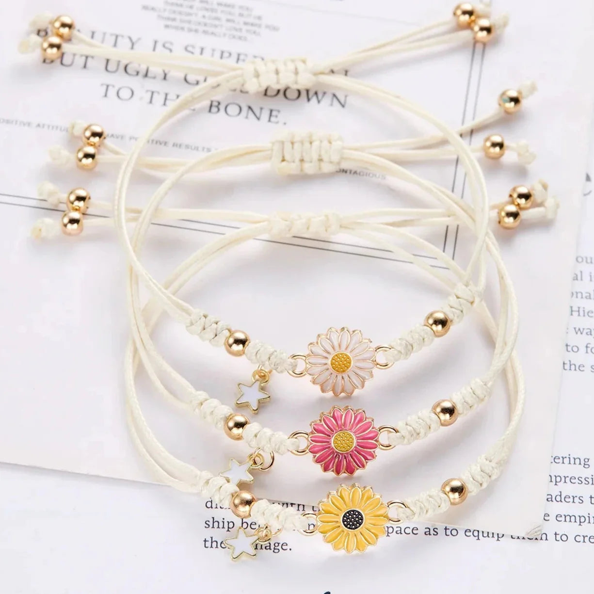 Yellow Daisy Flower Curb Bracelet