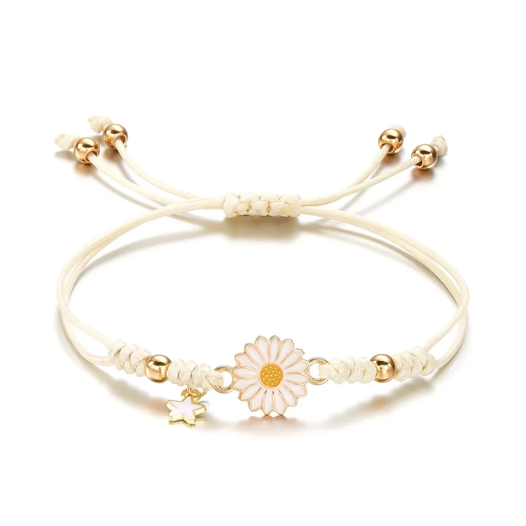 White Daisy Flower Curb Bracelet