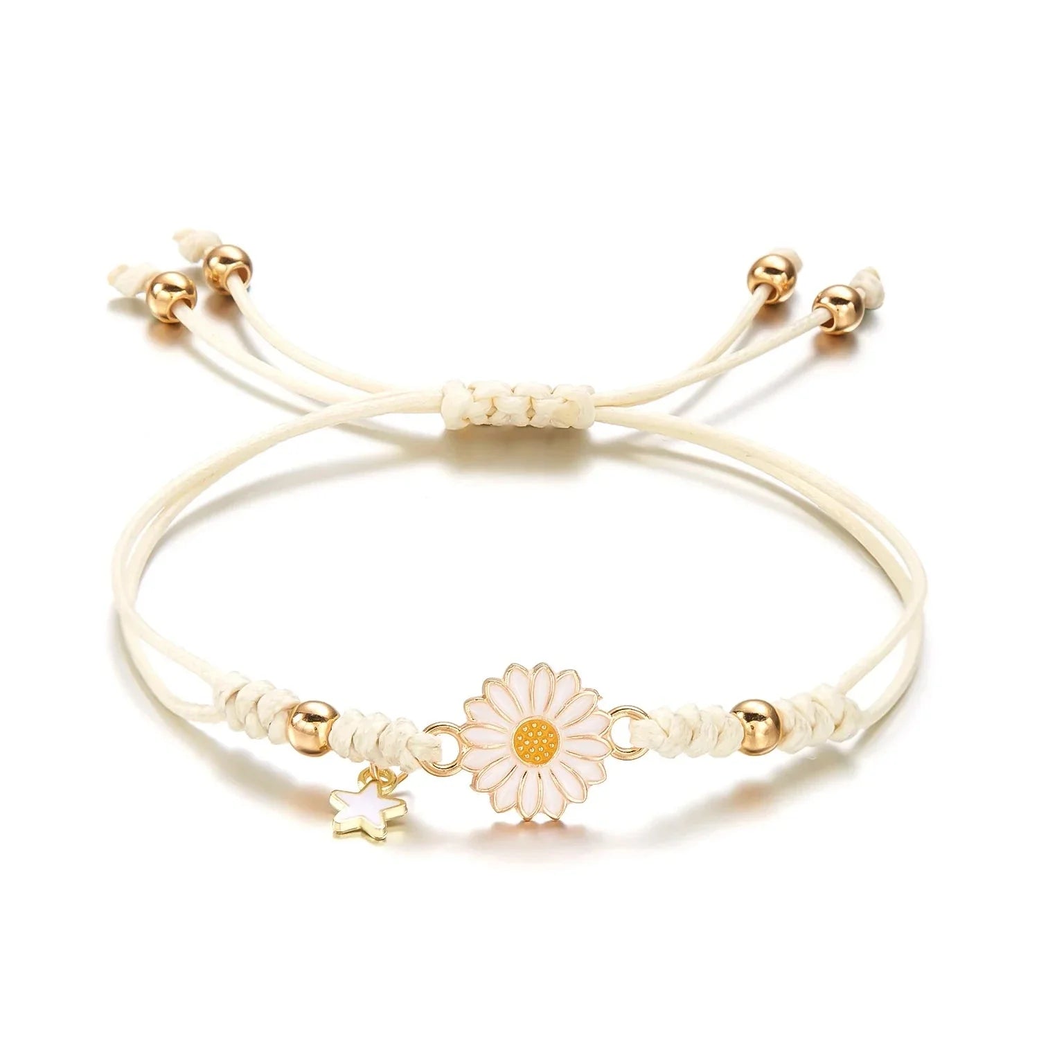 White Daisy Flower Curb Bracelet