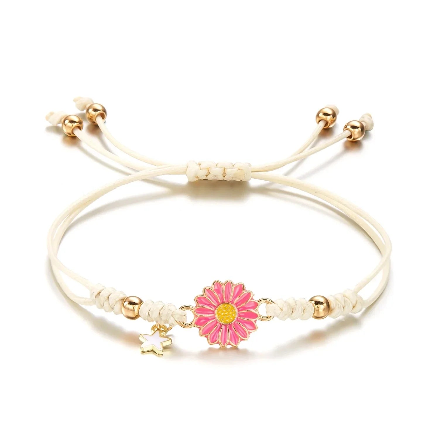 Pink Daisy Flower Curb Bracelet