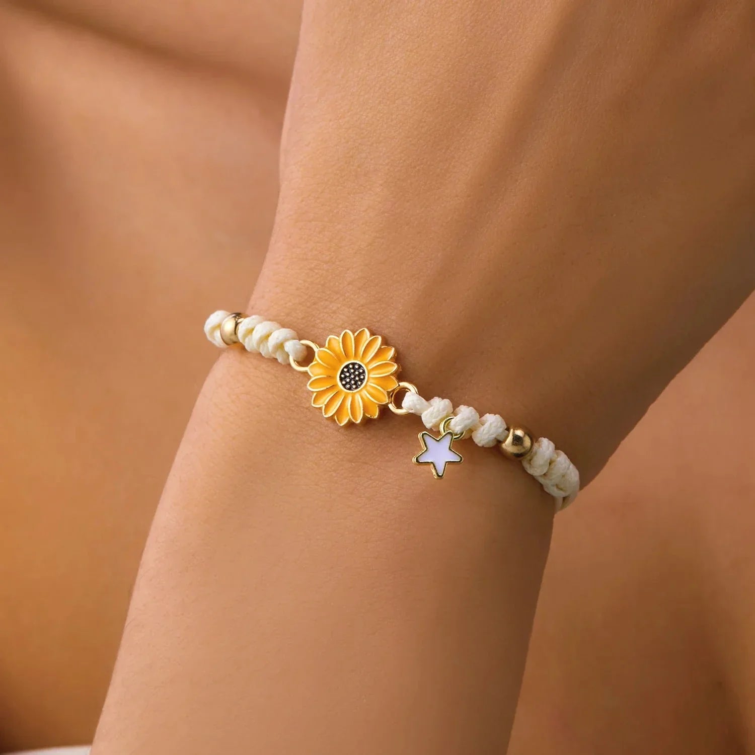 Yellow Daisy Flower Curb Bracelet