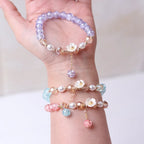 Multicolor Crystal Flower Curb Bracelet
