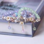 Green Crystal Flower Curb Bracelet