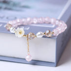 Pink Crystal Flower Curb Bracelet