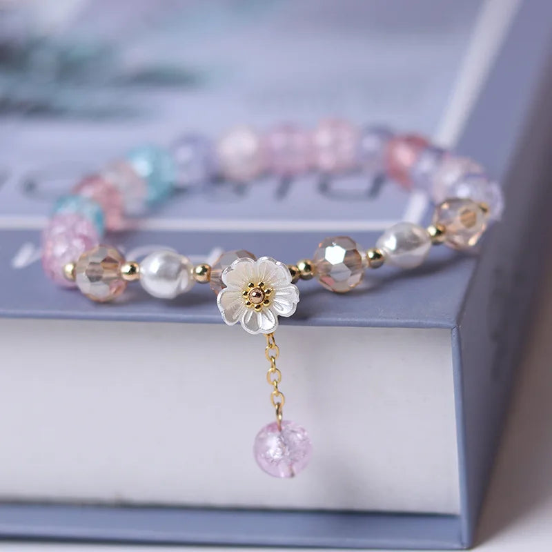 Multicolor Crystal Flower Curb Bracelet